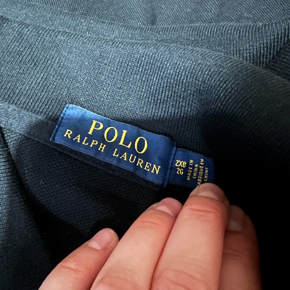 Men’s Iconic Polo by Ralph Lauren Classic Mesh Polo Shirt Black/Red - Big & Tall - Picture 8 of 8